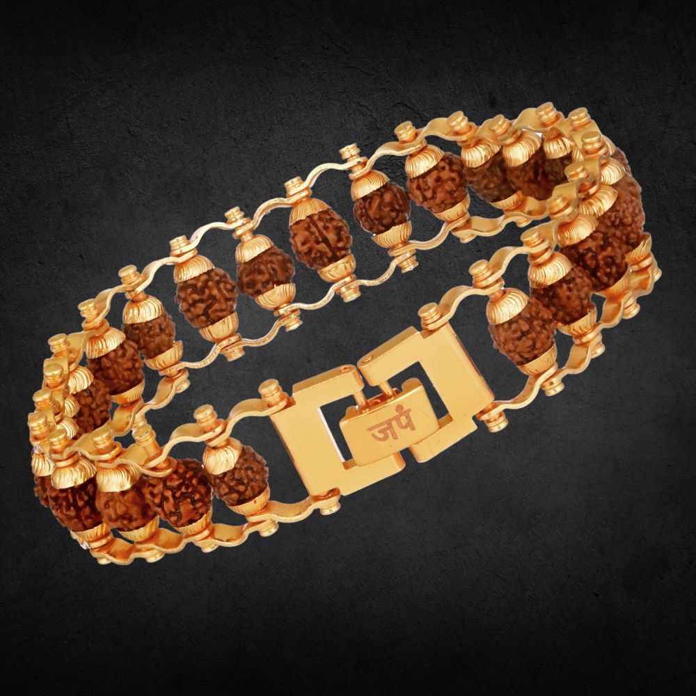 Gold Plated Modern Rudraksha Bracelet