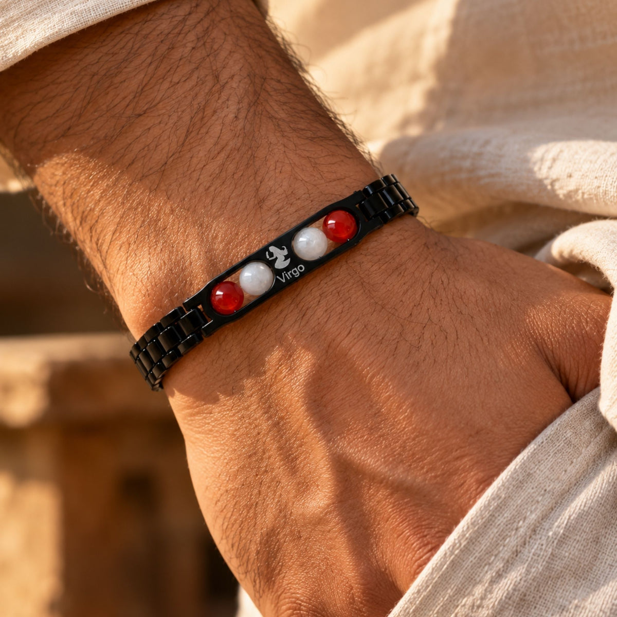 Virgo Zodiac Sign Metal Bracelet + Free Selenite Plate