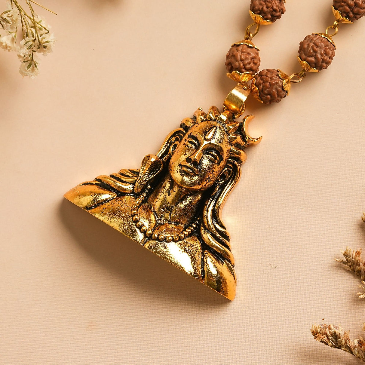 Gold Plated Adiyogi Rudraksha Mala
