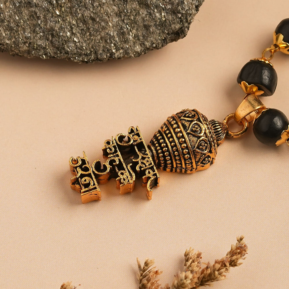 Gold Plated Hanuman Gada Karungali Mala