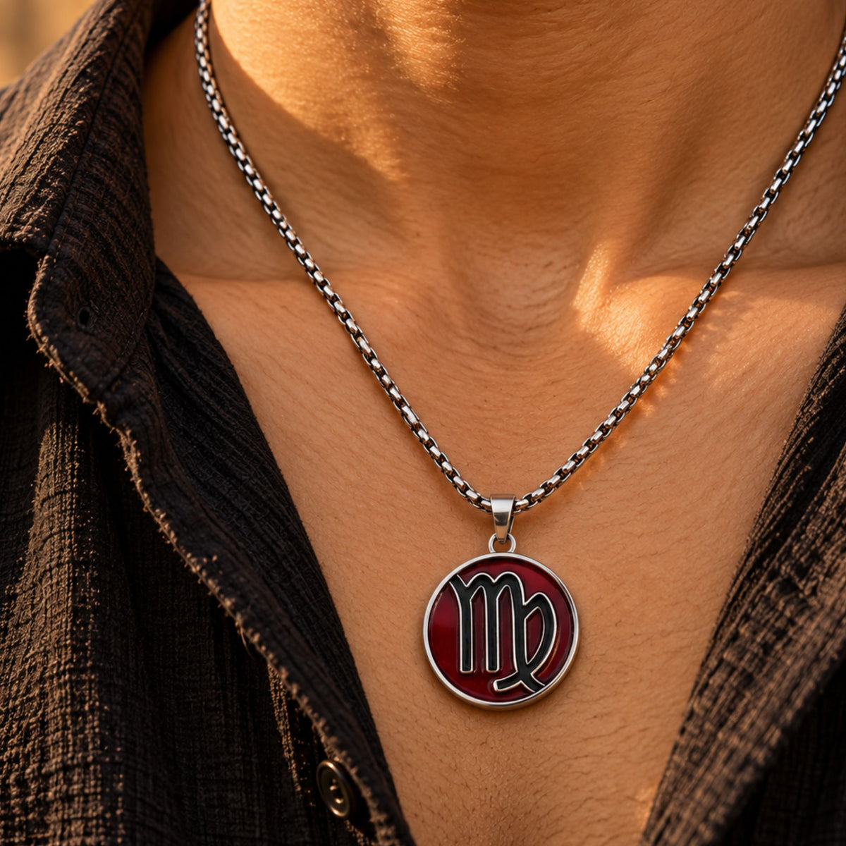 Virgo Zodiac Pendant with Carnelian Stone