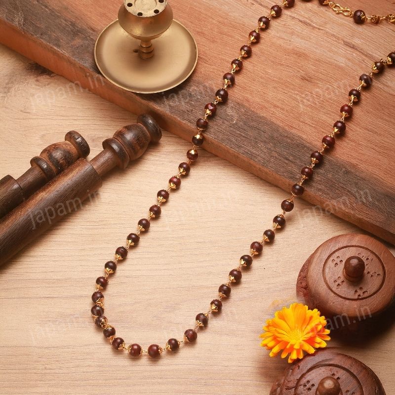 Gold Plated Authentic Red Sandalwood Mala