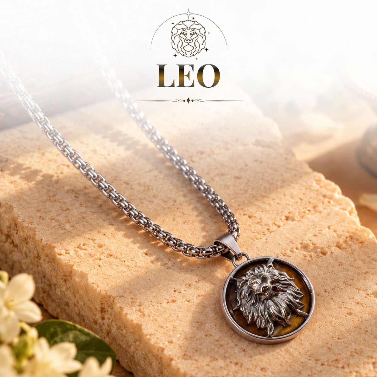 Leo Zodiac Pendant with Tiger Eye Stone