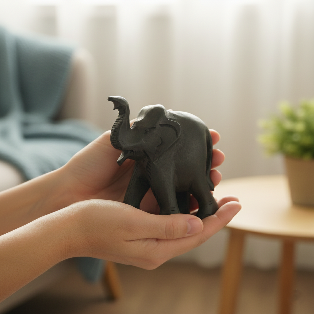 Hand Carved Karungali Elephant