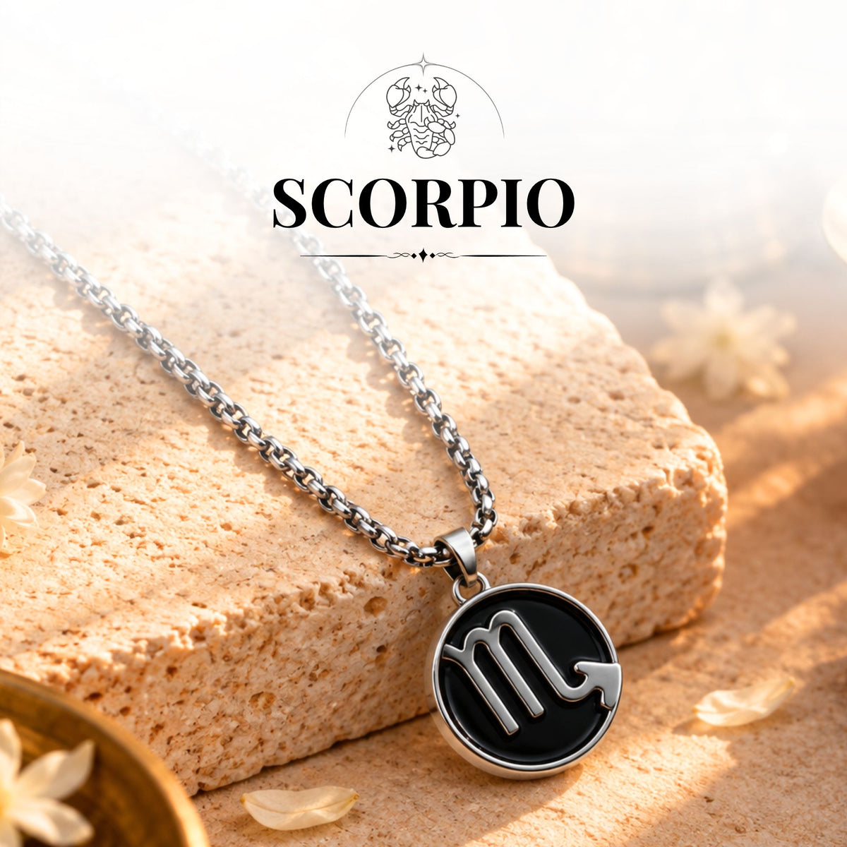 Scorpio Zodiac Pendant with Black Onyx Stone