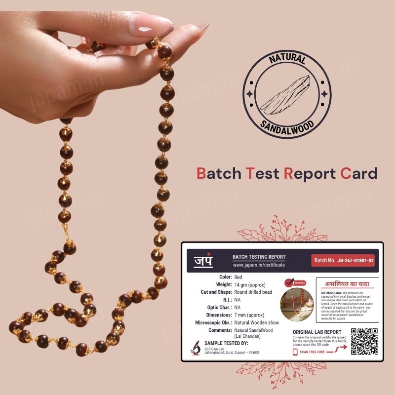 Gold Plated Authentic Red Sandalwood Mala