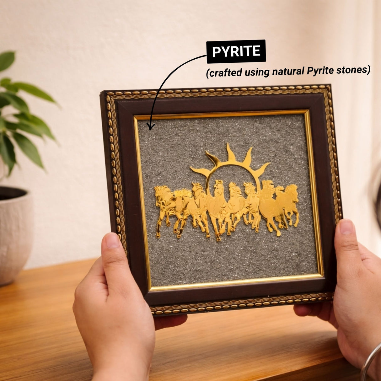 7 Horses Pyrite Frame for Vaastu
