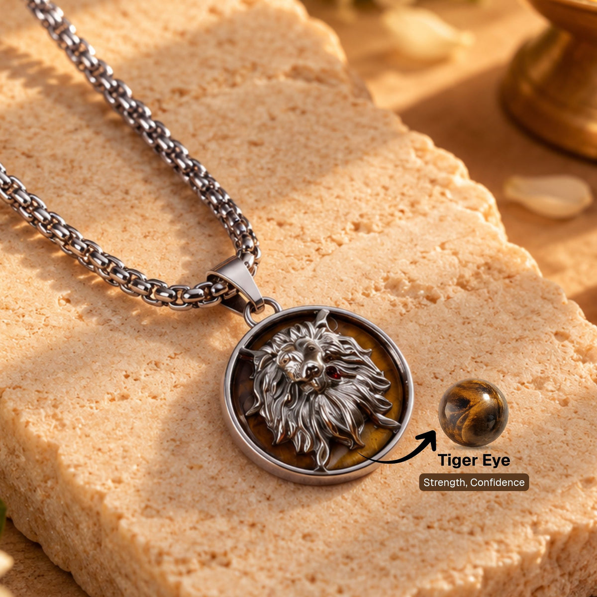 Leo Zodiac Pendant with Tiger Eye Stone