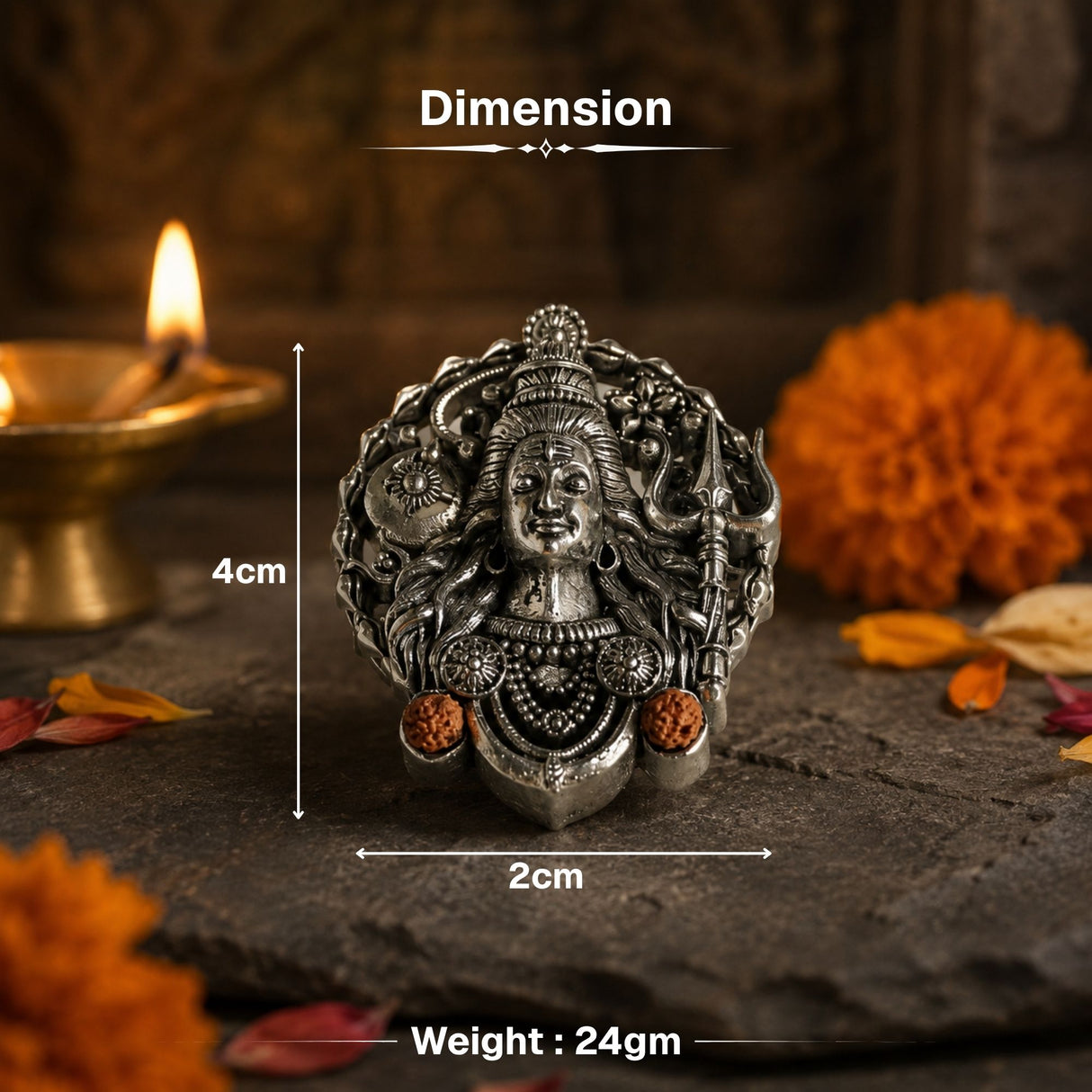 Silver Plated Rudra Roop Shiva Brooch