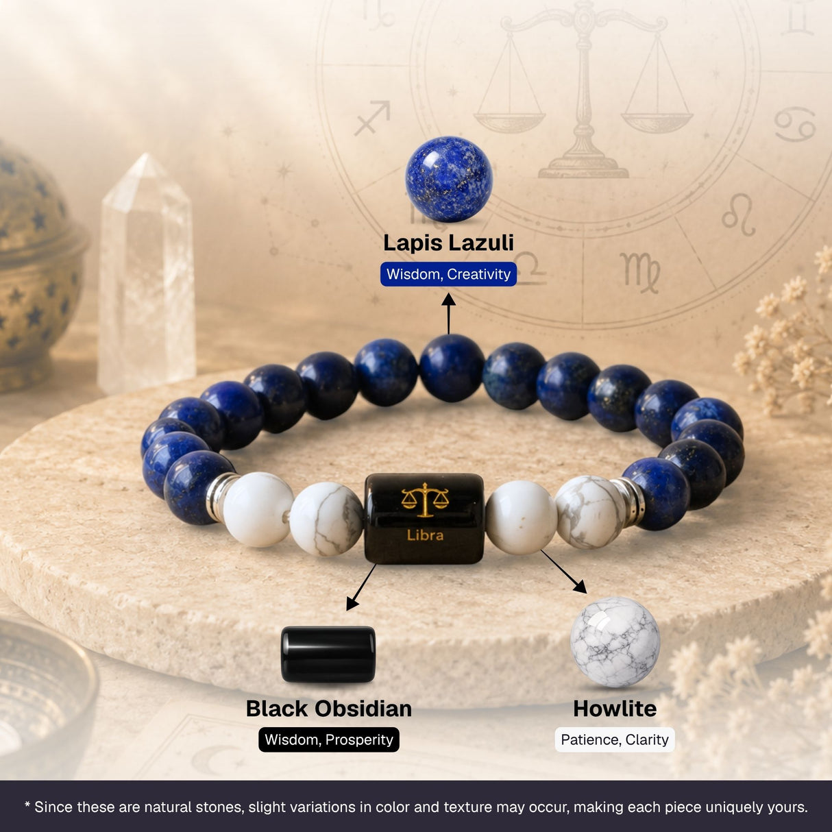Lapis Lazuli & Howlite Zodiac Band for Libra (तुला राशि)