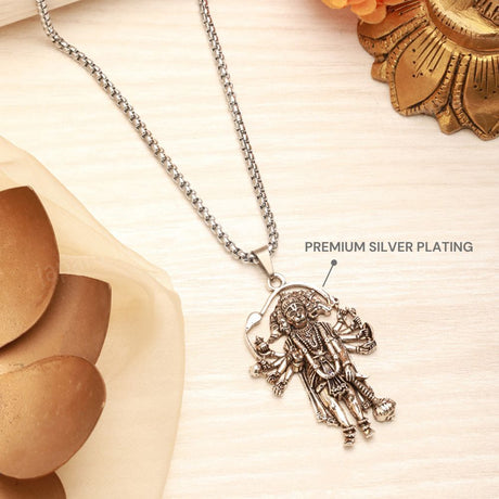 Silver Plated Panchmukhi Hanuman Ji Necklace