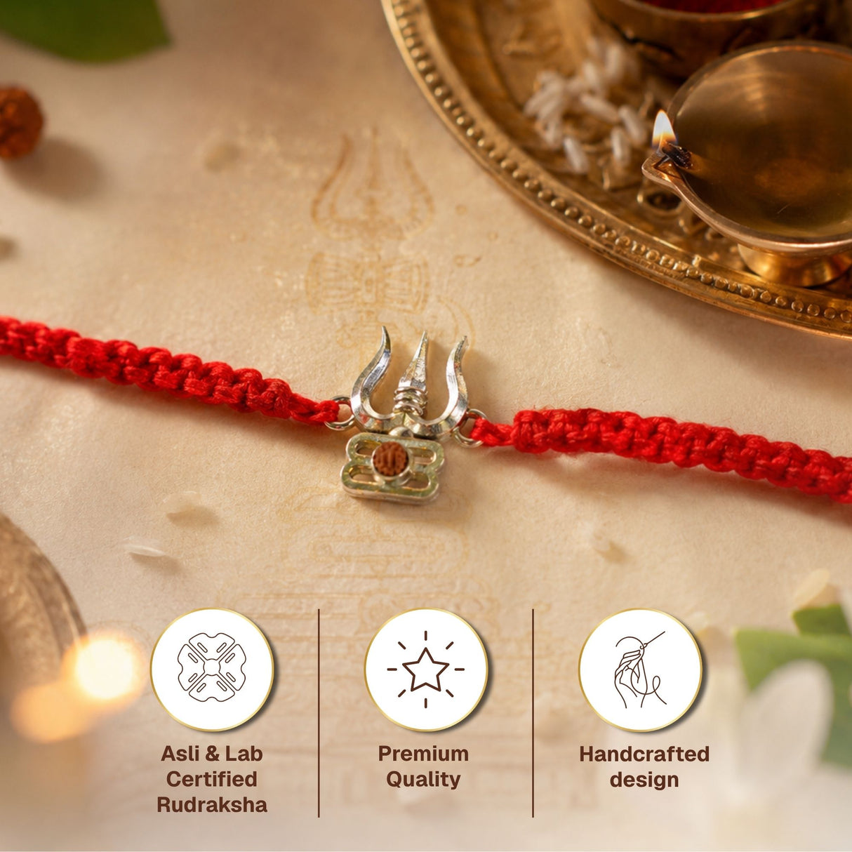 Shiv Trishul Rudraksha Rakhi Box