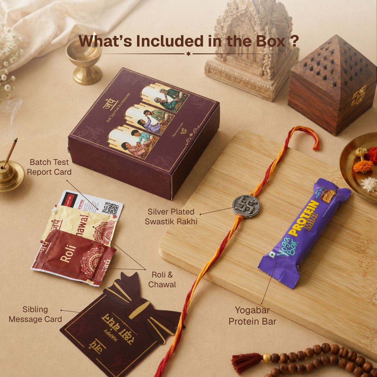 Silver Plated Swastik Rakhi Box