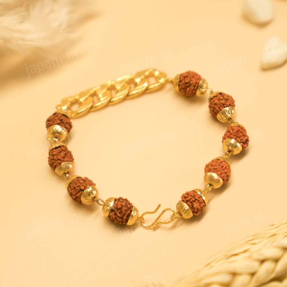 Gold Plated Links Rudraksha Bracelet For Men