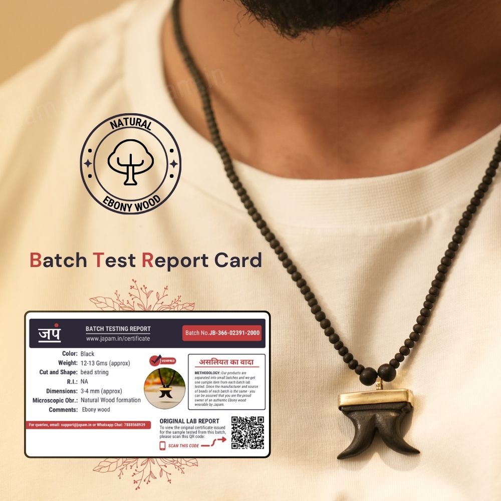 Dual Tiger Nail Teeth Karungali Necklace - Natural Ebony Wood