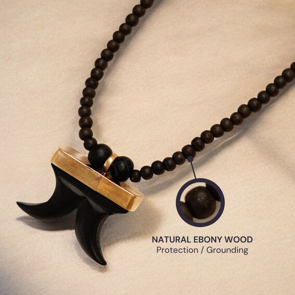 Dual Tiger Nail Teeth Karungali Necklace - Natural Ebony Wood