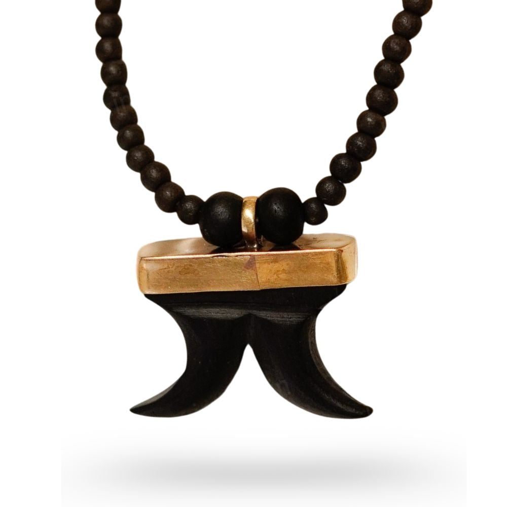 Dual Tiger Nail Teeth Karungali Necklace - Natural Ebony Wood