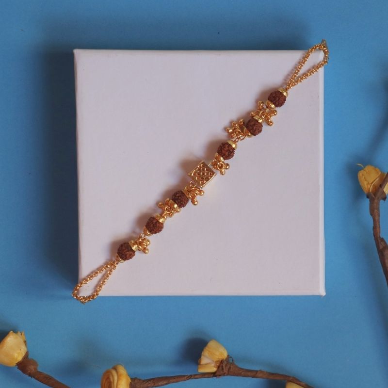 Gold Plated Cubio Rudraksha Bracelet For Women