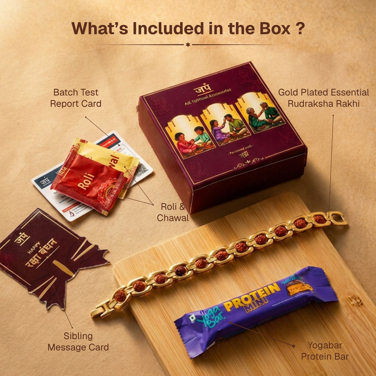 Gold Plated Essential Rudraksha Rakhi Box
