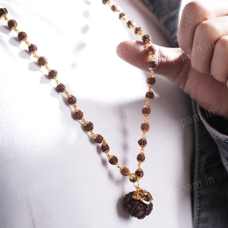 Gold Plated Shree Om Rudraksha Mala