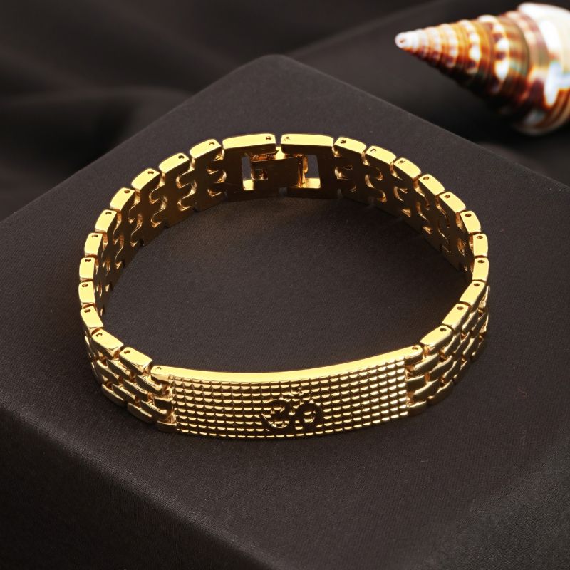 Gold Plated Sacred Grid Om Bracelet