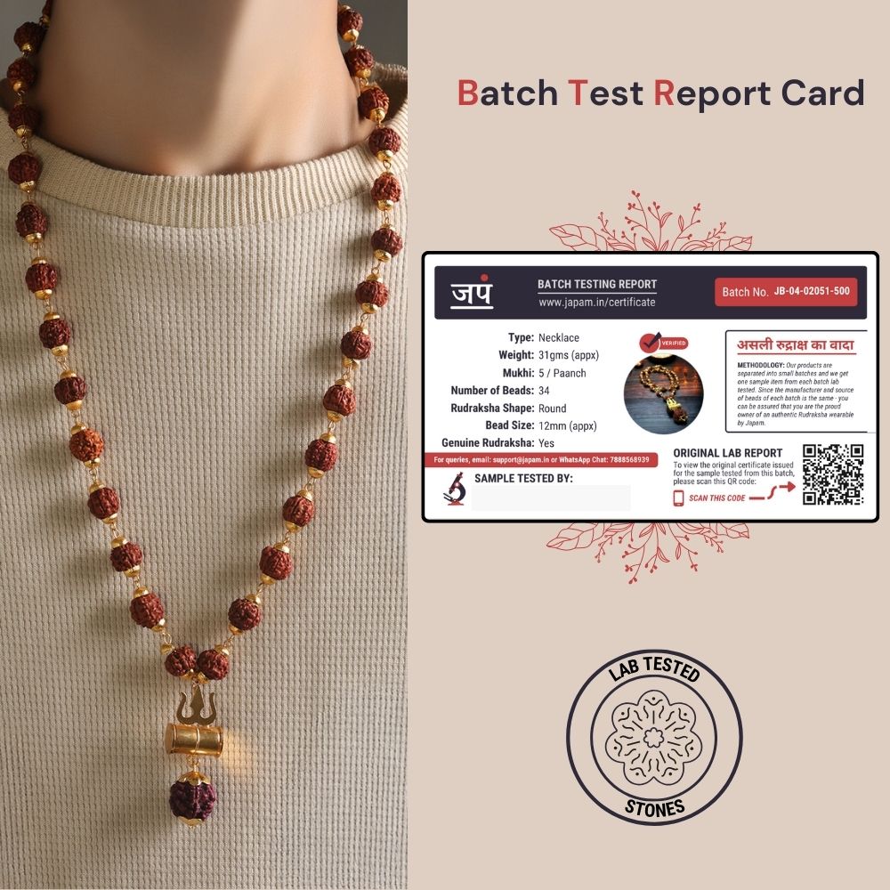 Gold Plated Rudraksha Trishool Necklace