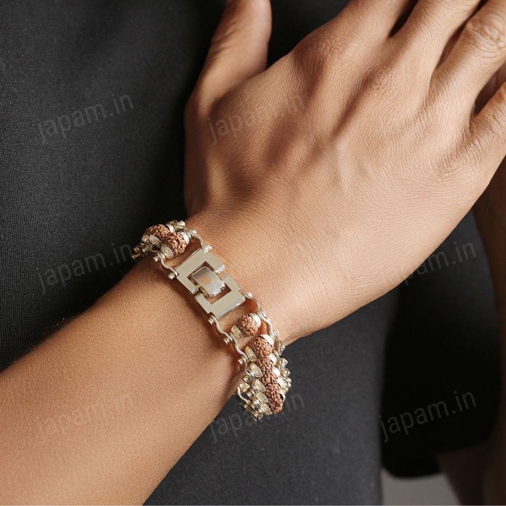Silver Plated Modern Rudraksha Bracelet