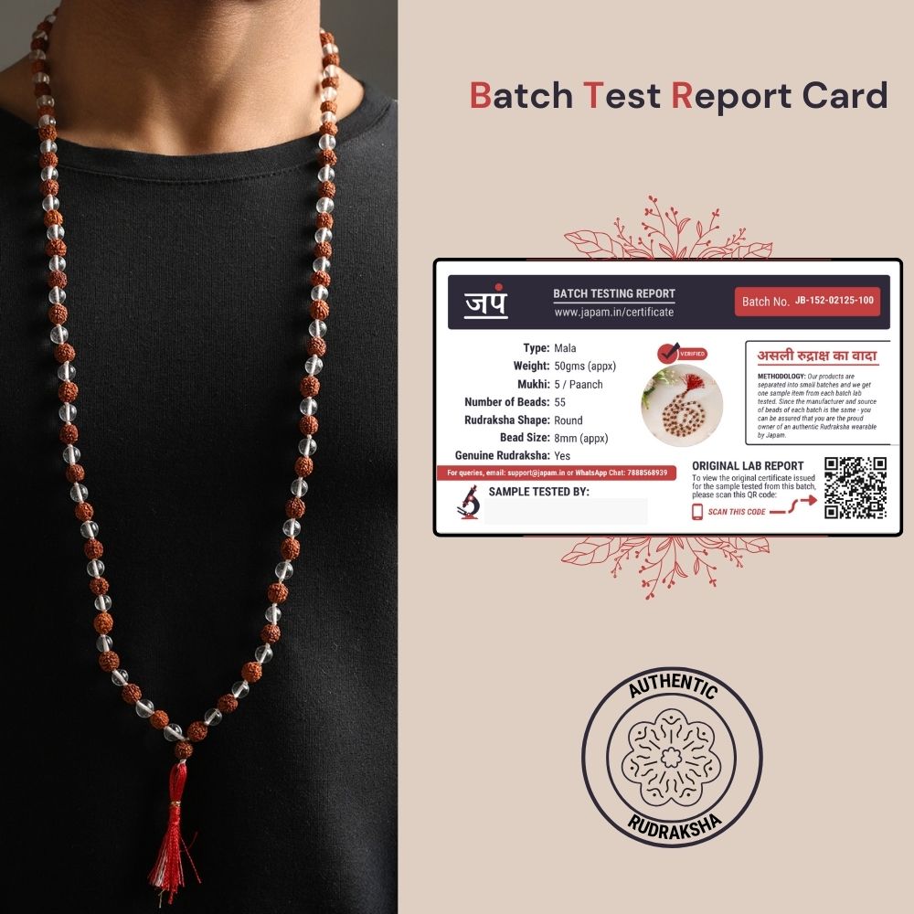 Sphatik and Rudraksha Mala - 108+1 Beads