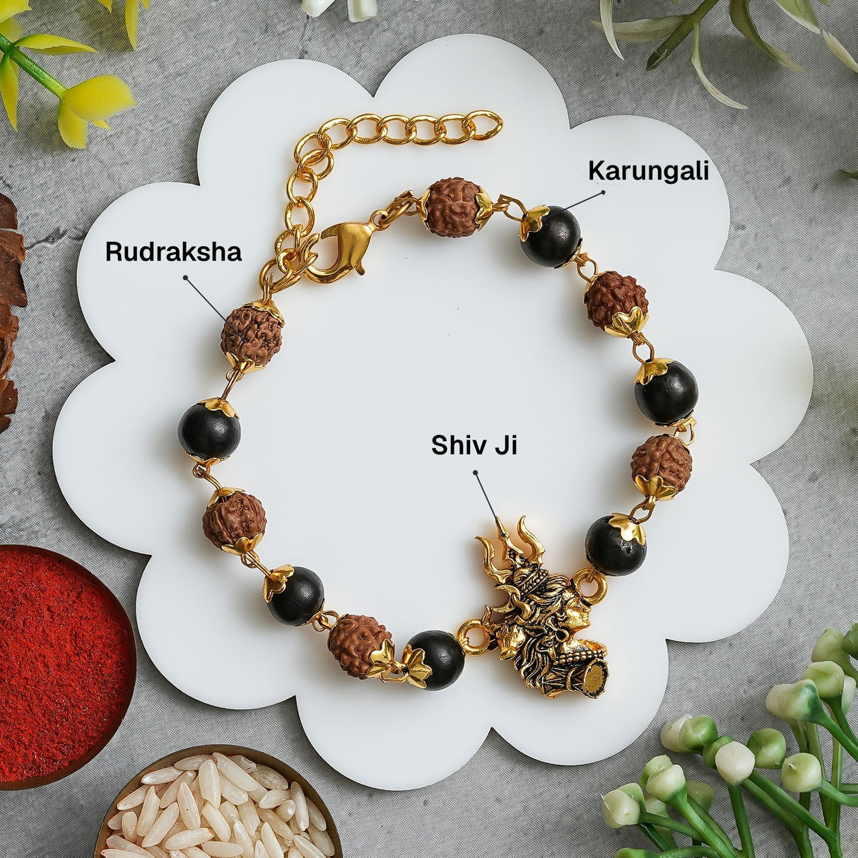 Gold Plated Shiv Rudraksha Karungali Rakhi Box