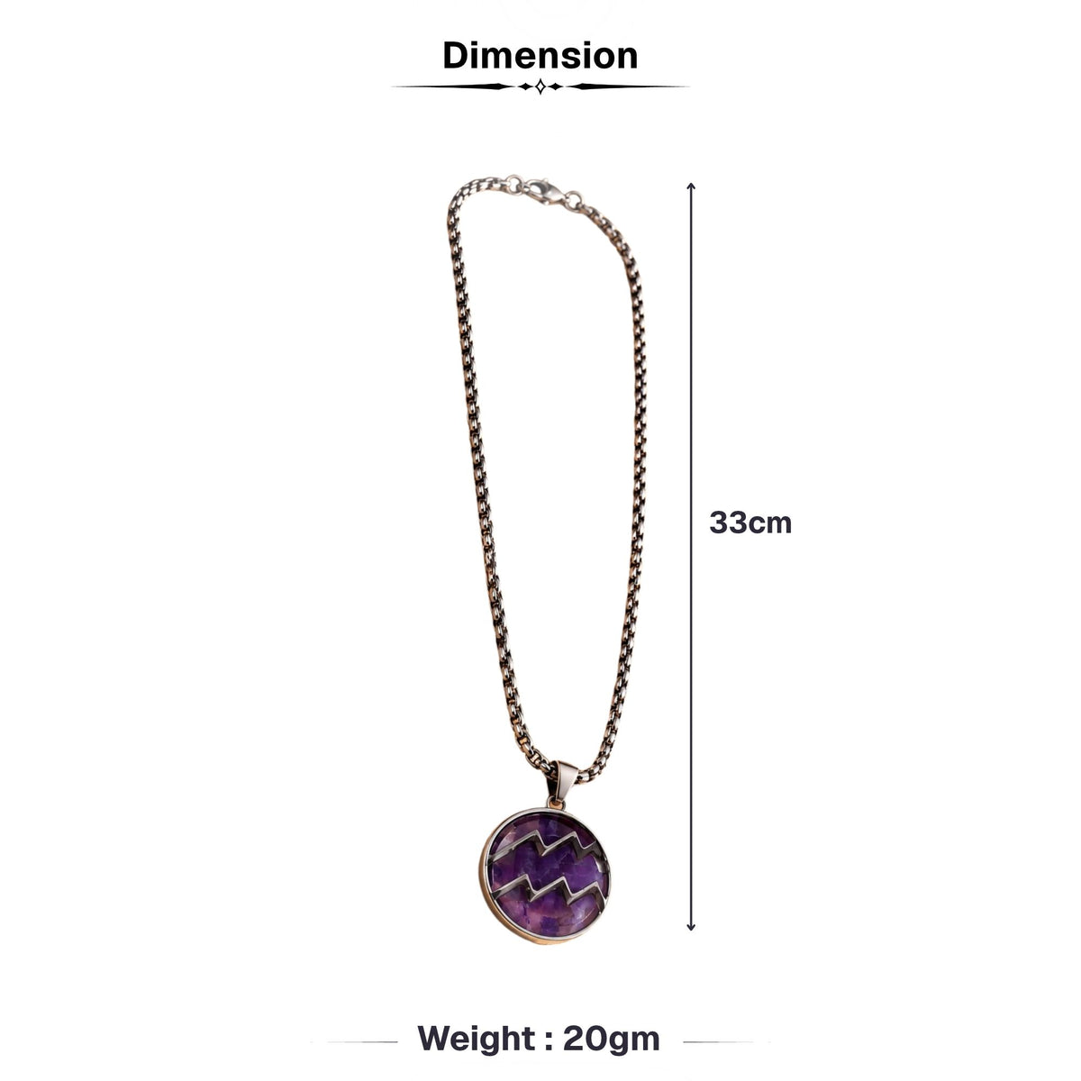 Aquarius Zodiac Pendant with Amethyst Stone
