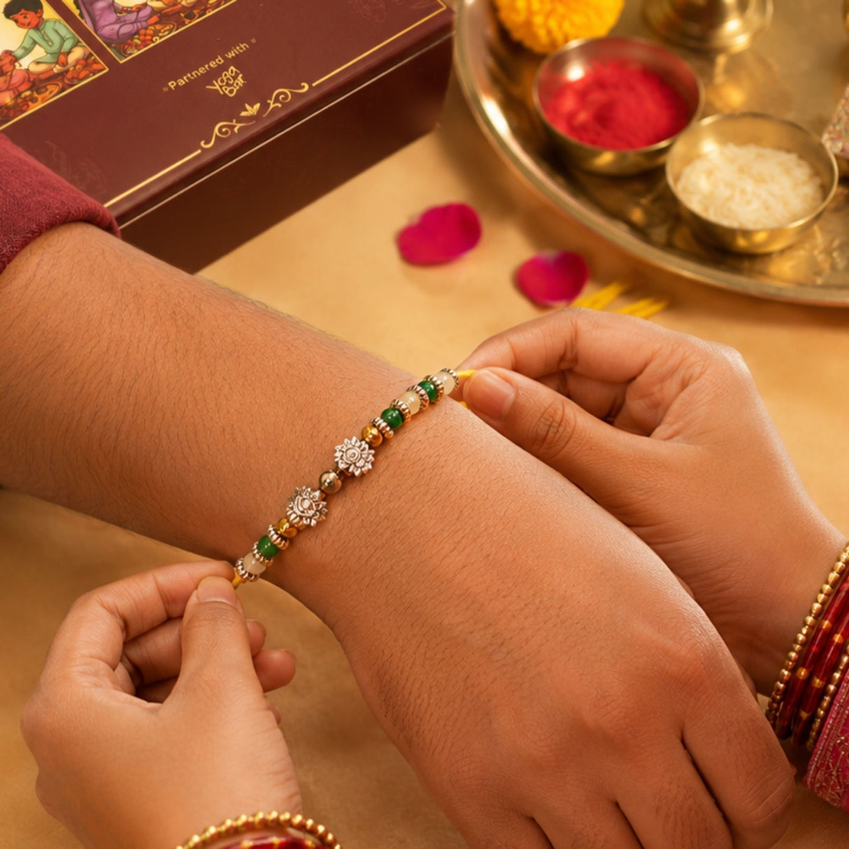 Lotus Dhanlabh Crystal Rakhi Box
