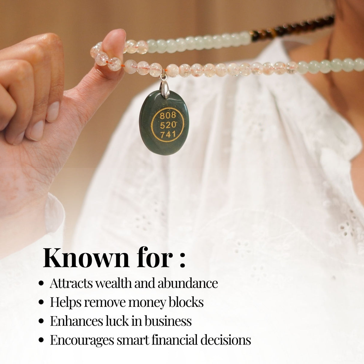 Money Magnet Fusion Mala with Zibu Pendant - Pyrite, Tiger Eye, Citrine & Aventurine Beads