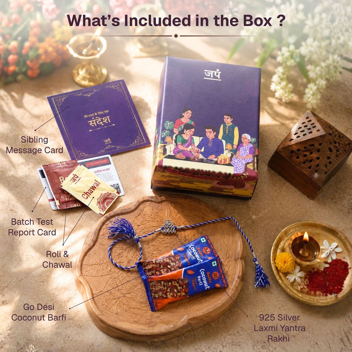 925 Silver Maa Saraswati Yantra Rakhi Box