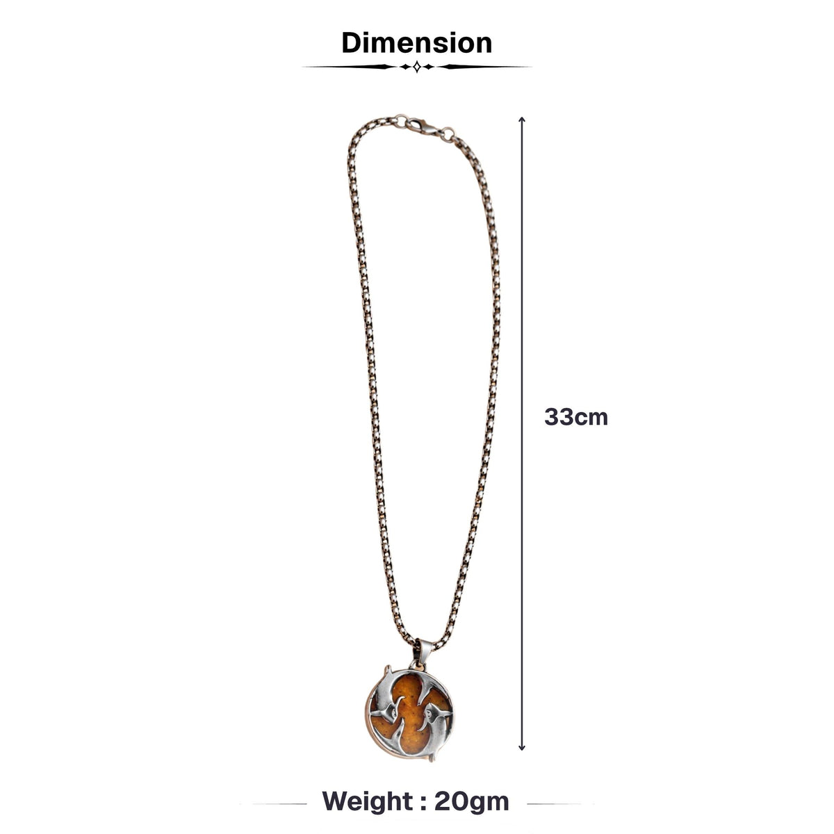 Pisces Zodiac Pendant with Citrine Stone