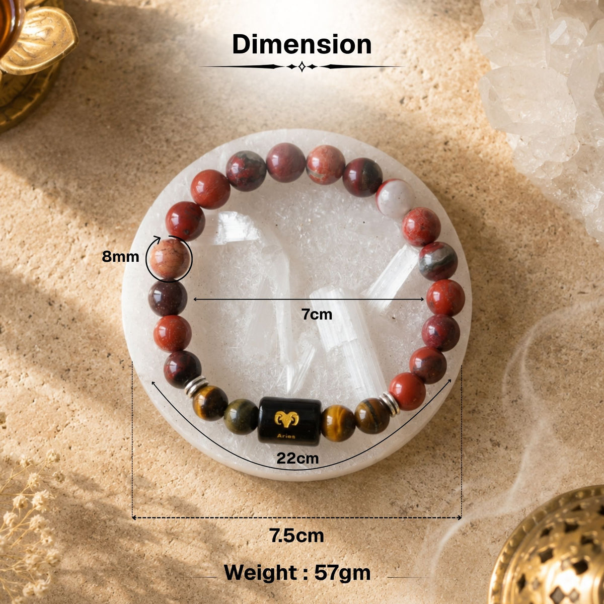 Red Jasper & Tiger Eye Zodiac Band for Aries (मेष राशि)