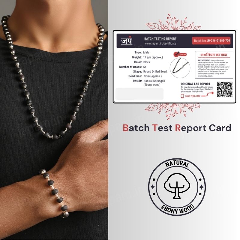 Silver Plated Karungali Mala + Karungali Bracelet Combo For Men