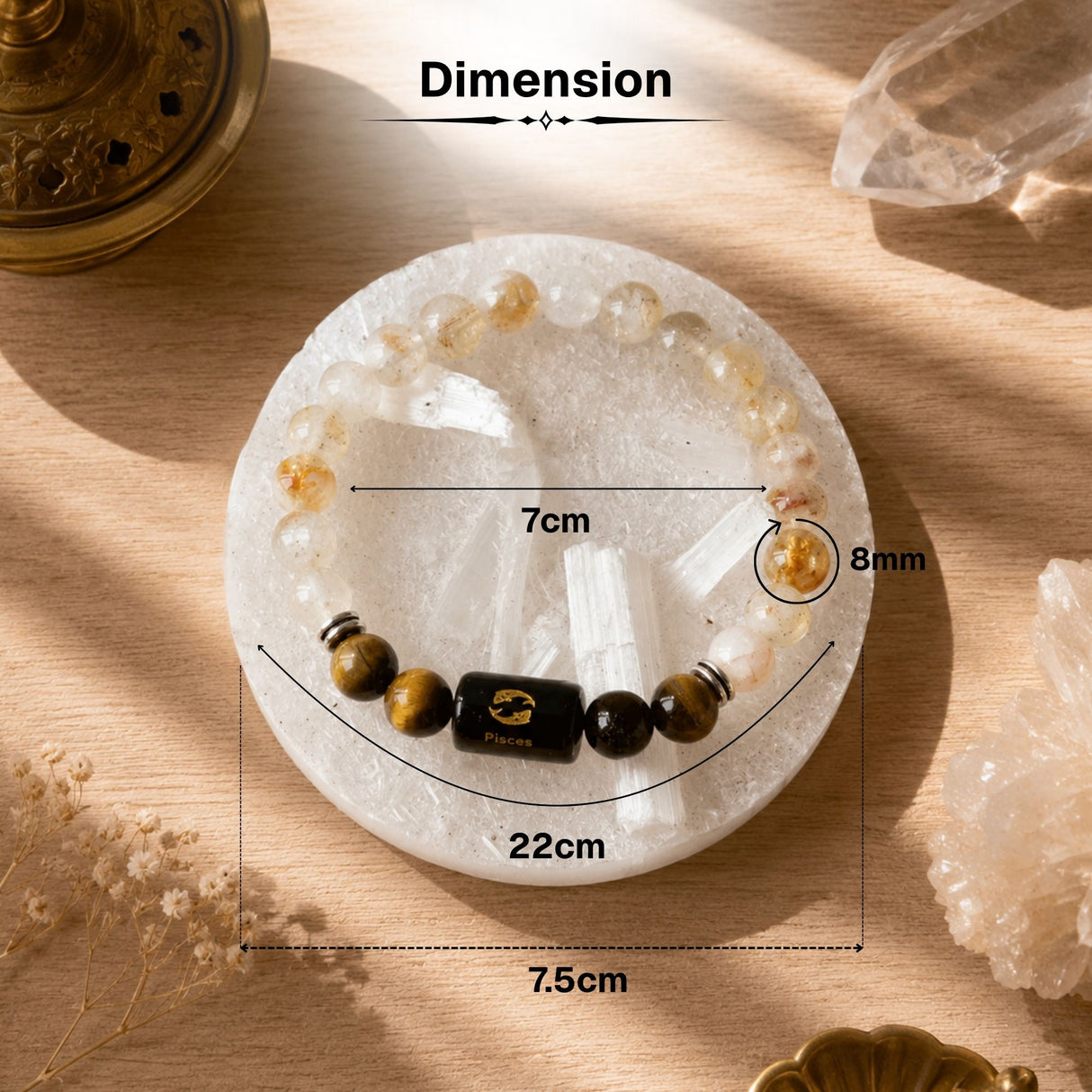 Citrine & Tiger Eye Zodiac Band for Pisces (मीन राशि)