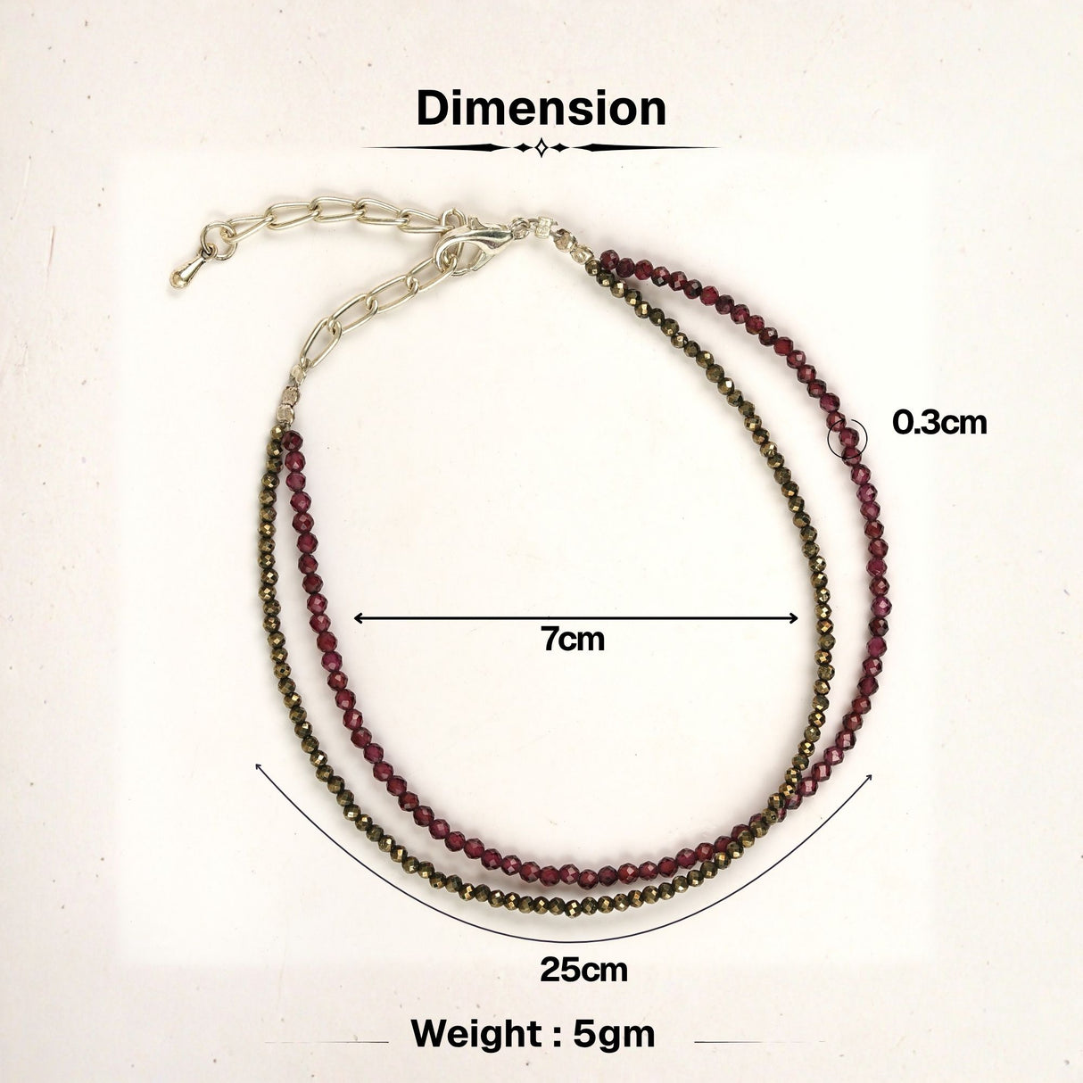 Love & Abundance Anklet with Pyrite and Garnet Stones