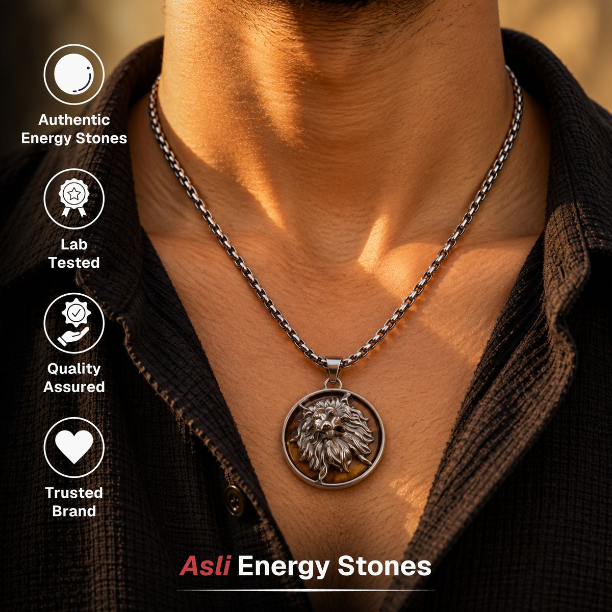 Leo Zodiac Pendant with Tiger Eye Stone