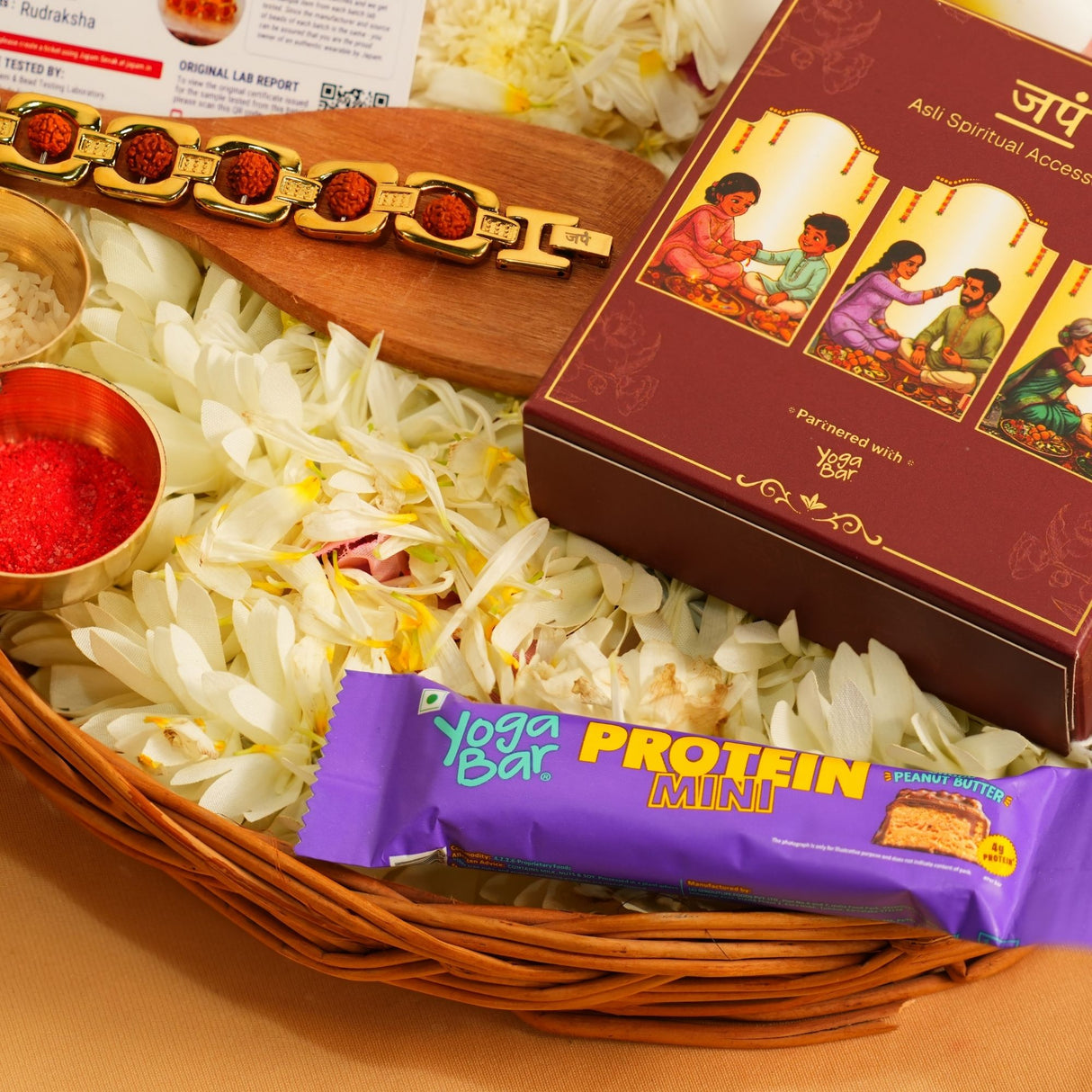 Gold Plated Essential Rudraksha Rakhi Box