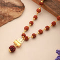 Gold Plated Rudraksha Trishool Necklace