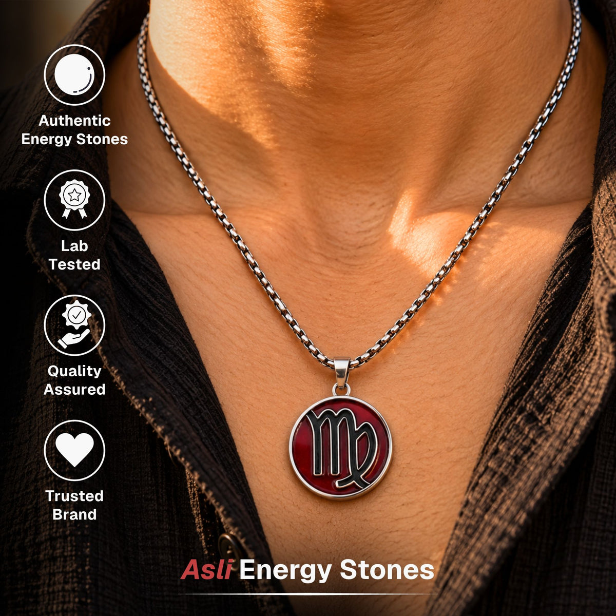 Virgo Zodiac Pendant with Carnelian Stone
