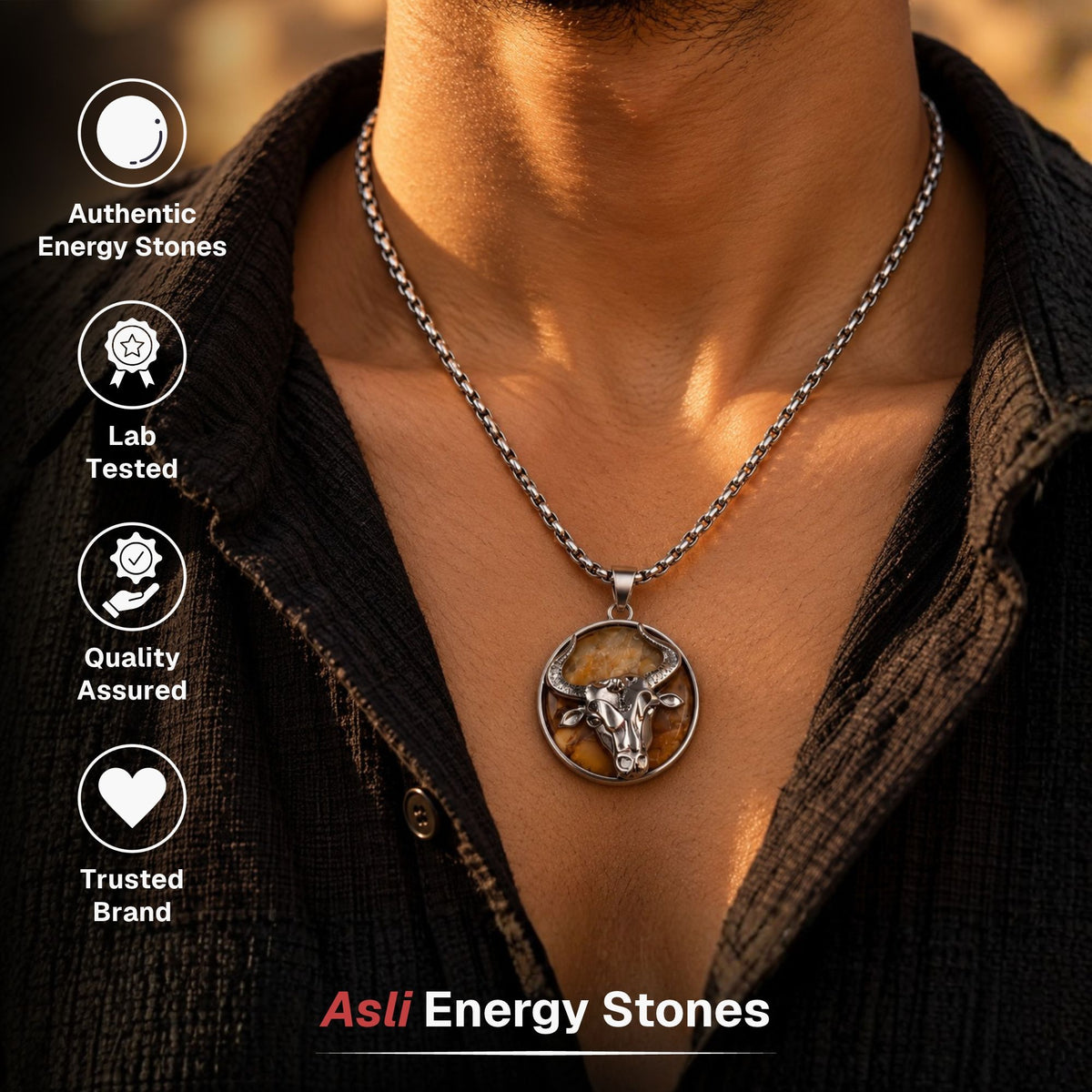 Tauras Zodiac Pendant with Sunstone