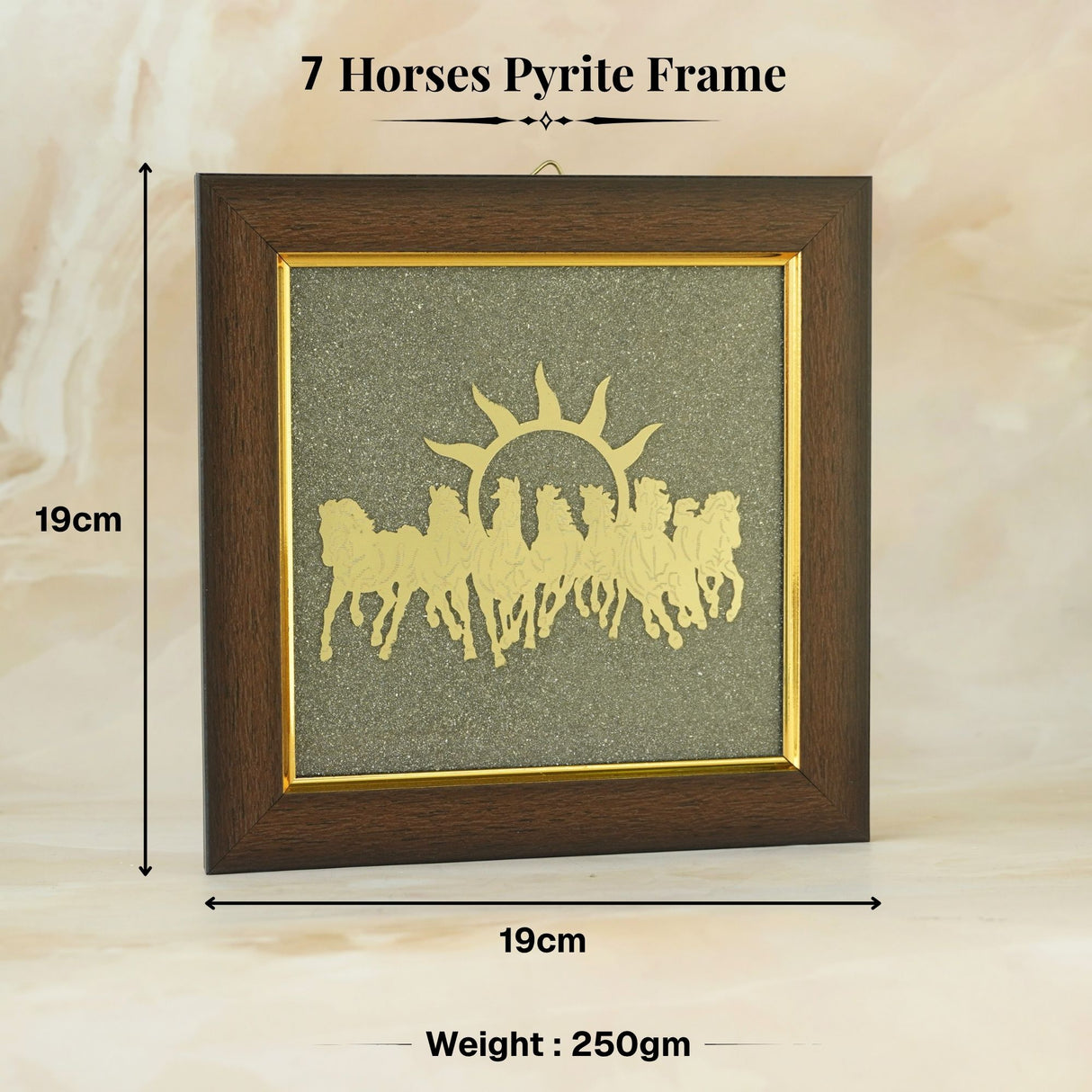 7 Horses Pyrite Frame for Vaastu