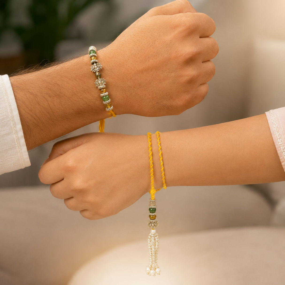 Lotus Dhanlabh Crystal Rakhi with Looomba
