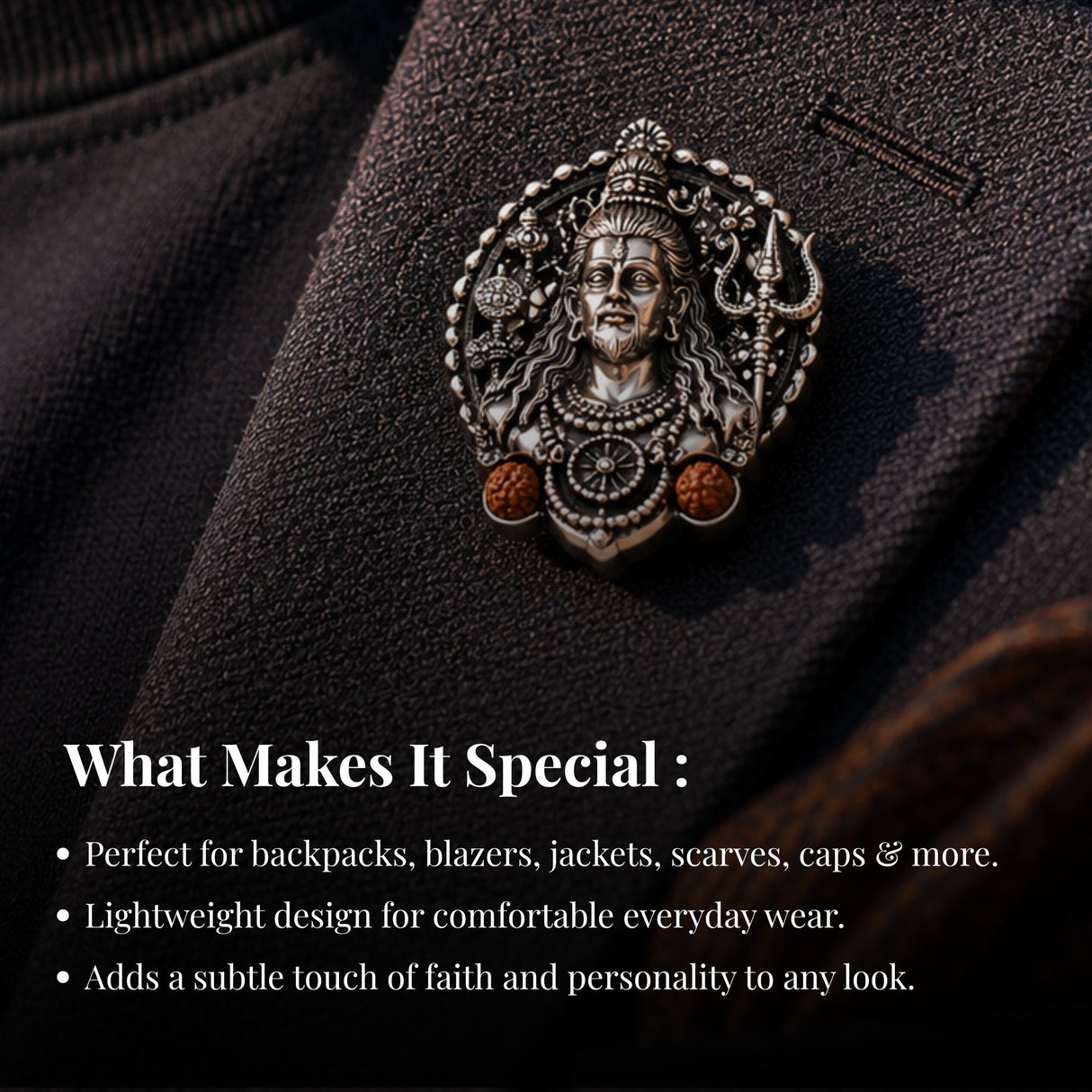 Silver Plated Rudra Roop Shiva Brooch