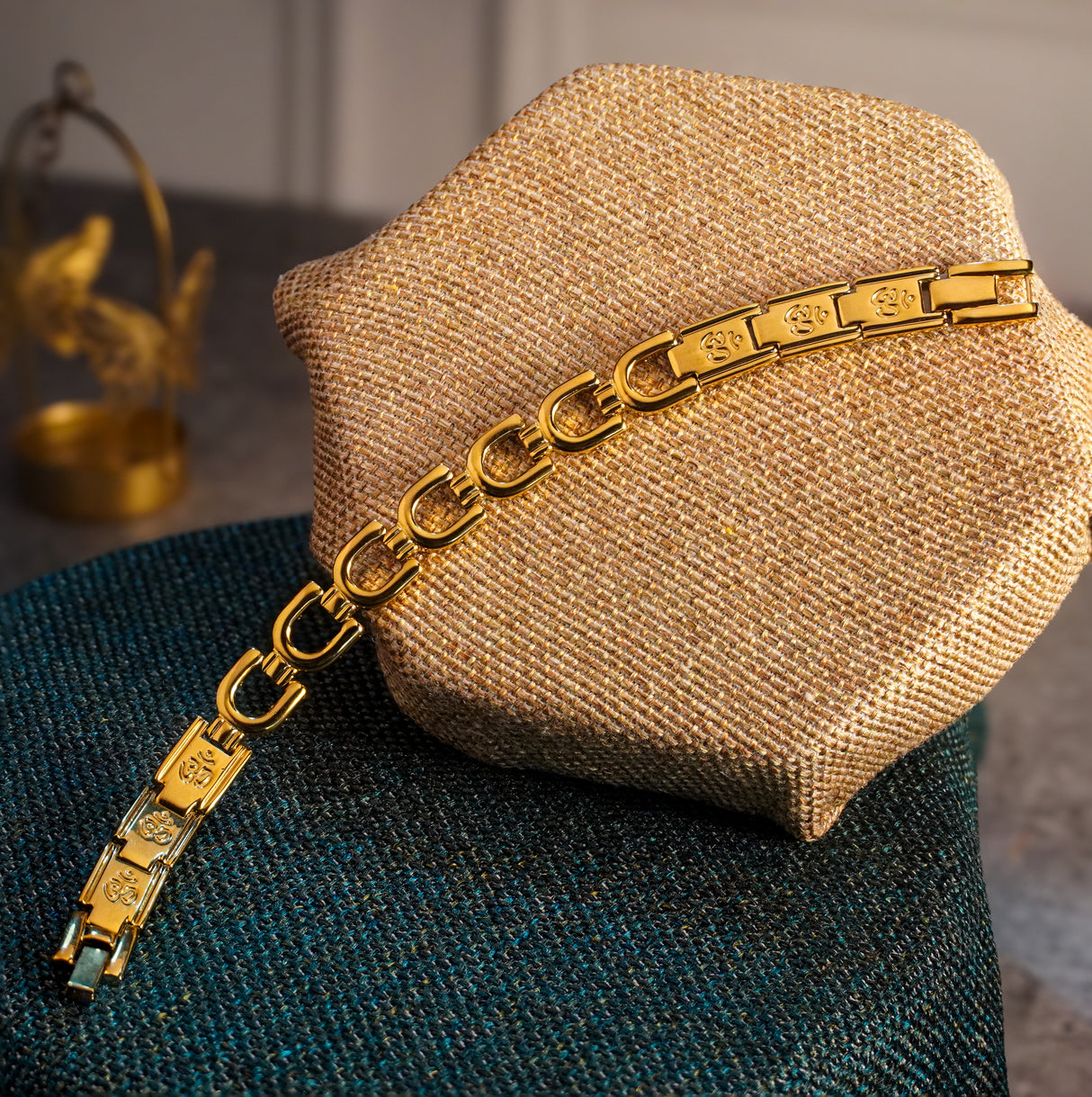 Gold Plated Shashti Om Spiritual Bracelet