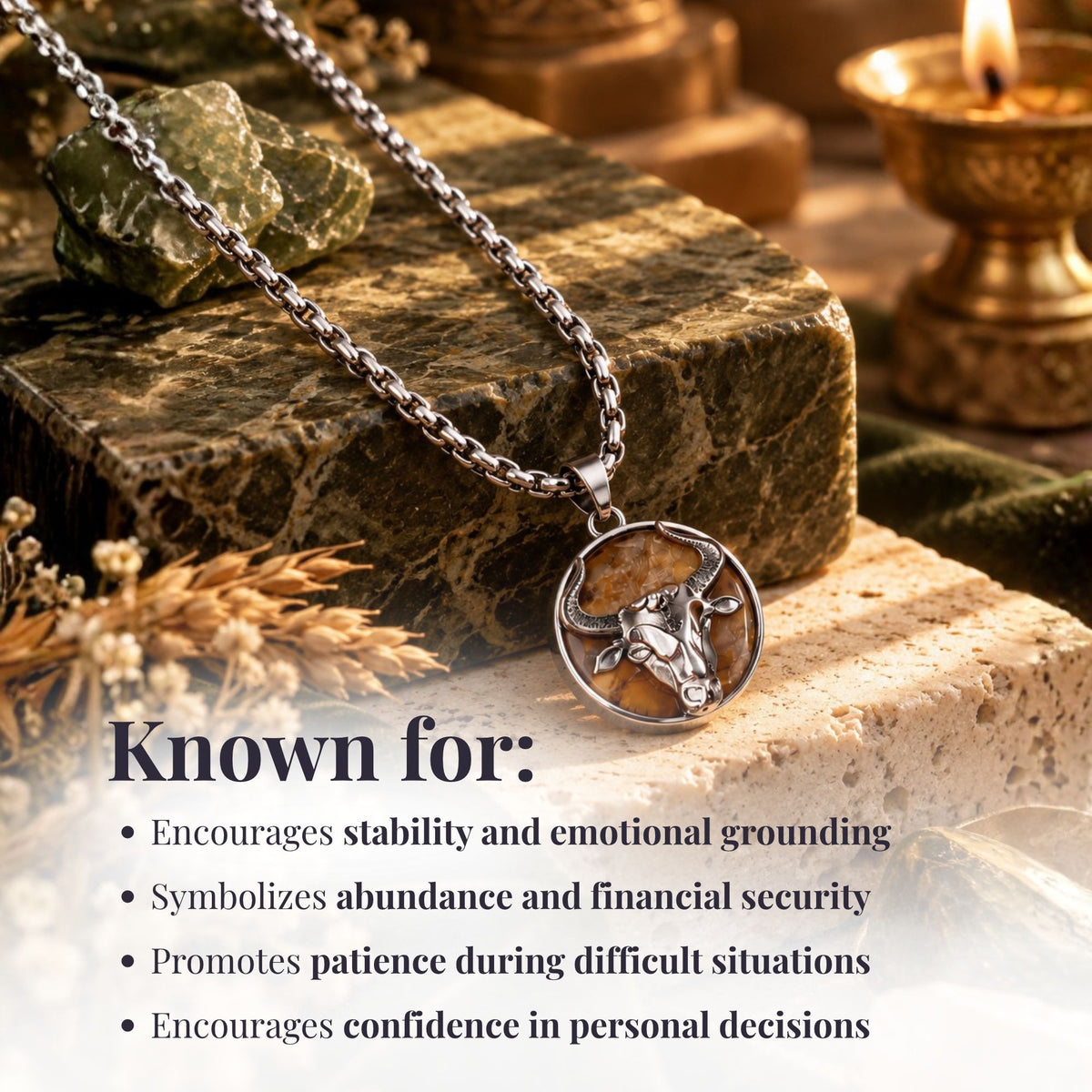 Tauras Zodiac Pendant with Sunstone