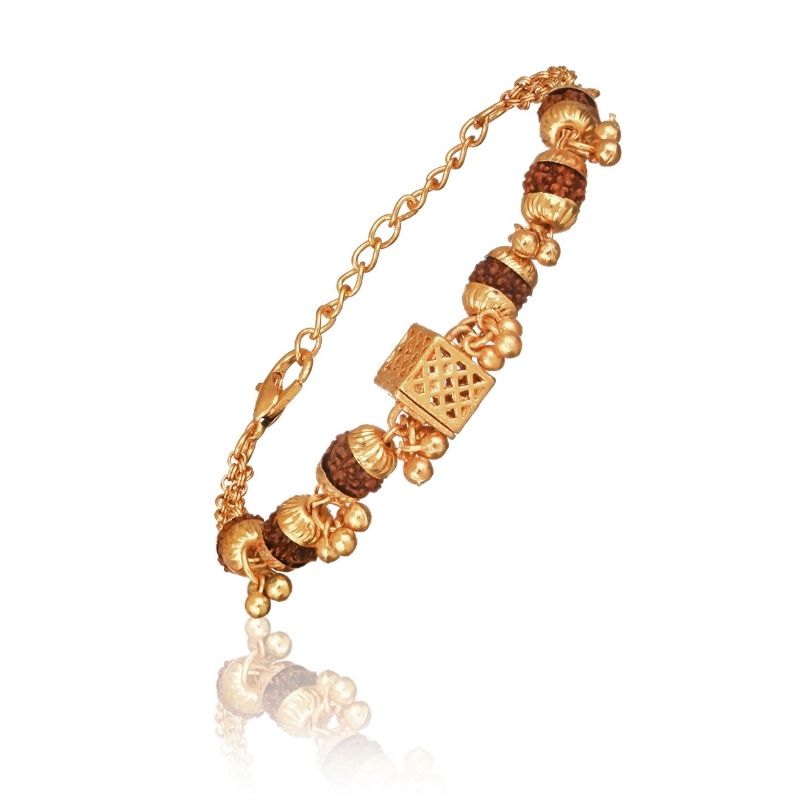 Gold Plated Cubio Rudraksha Bracelet For Women