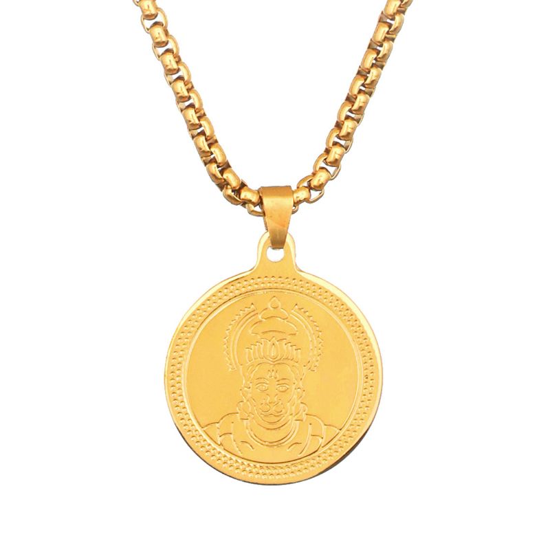 24K Gold Plated Hanuman Ji Coin Necklace